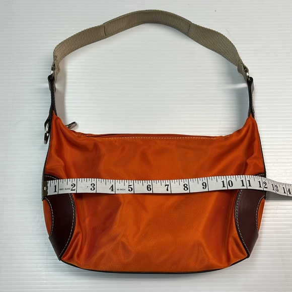 Lancel Paris (MCJE) Nylon Orange shoulder bag with Brown Leather Accents - Picture 12 of 13